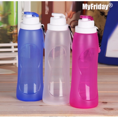 Medical-grade 500ml Folding Silicone Water Bottle for Hiking Portable Water Bag for Outdoor Running